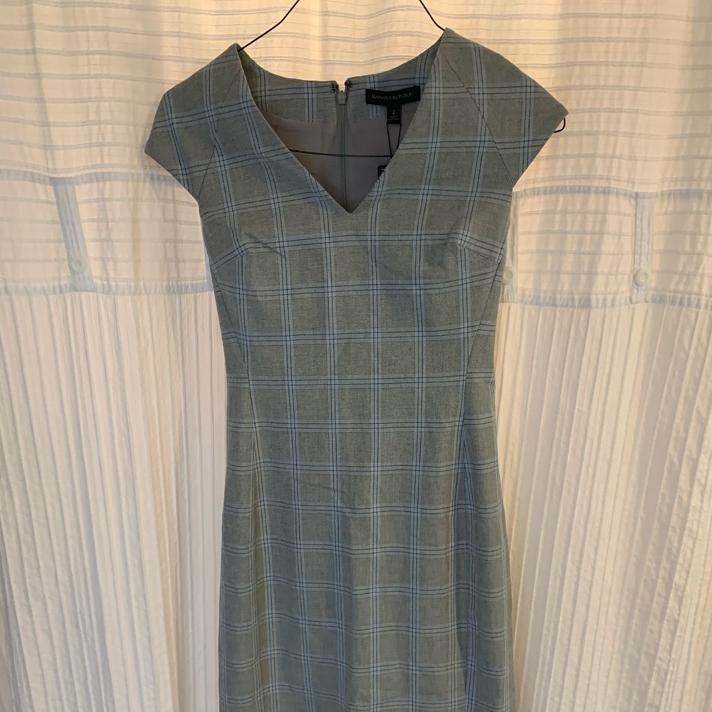 Banana Republic Gray/Blue Plaid Dress